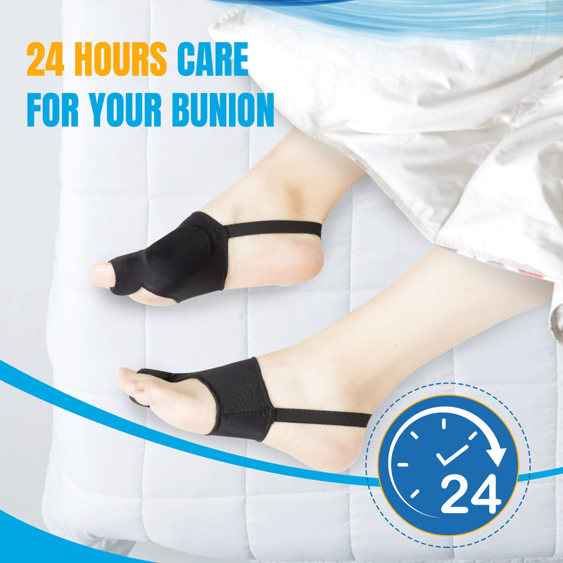 [Australia] - Bunion Corrector for Women, Bunion Splint with Gel Cushion Pad, Big Toe Brace for Men, Non-Surgical Hallux Valgus Correction, Bunion Relief Day & Night Support (2 PCS) black 