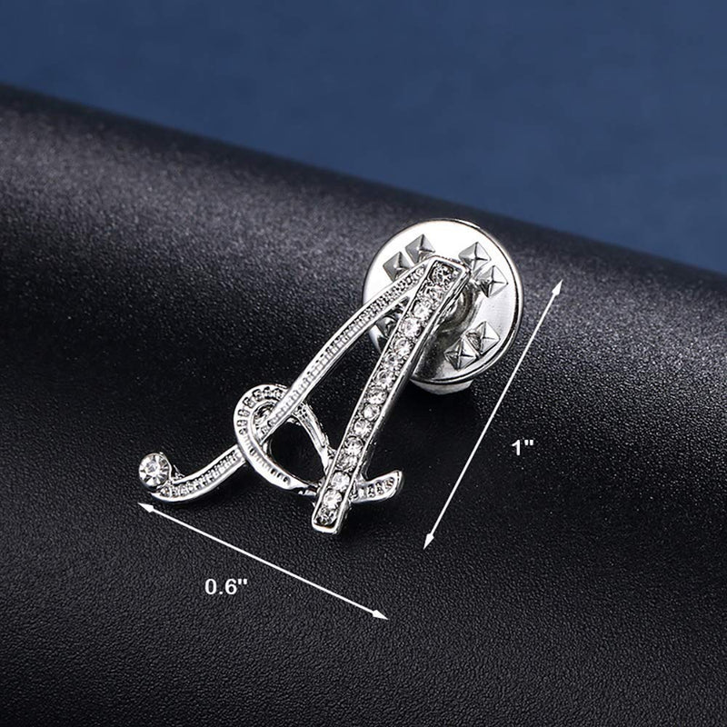 [Australia] - SINNKY A-Z Woman’s Letter Initial Brooch Pins, Silver Clear Crystal Rhinestone Breastpins Letter Stocking Pins for gifts2size/set A1 