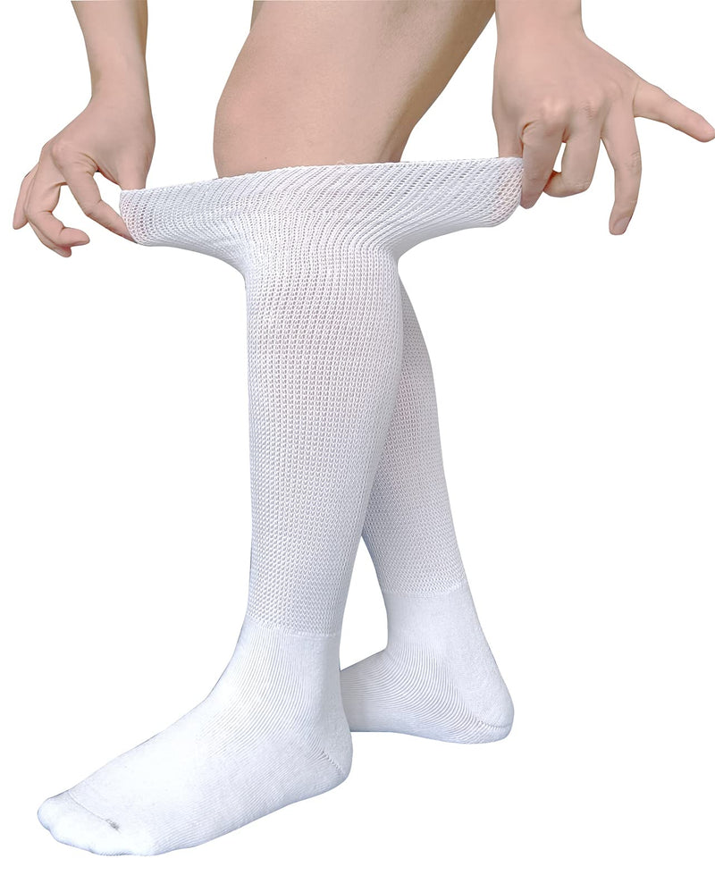 [Australia] - VEIGIKE Diabetic Edema Socks, Extra Wide Lymphedema Socks Walking boot sock, Bariatric Cast Sock for Men Women, 2 Pairs(white), One Size 