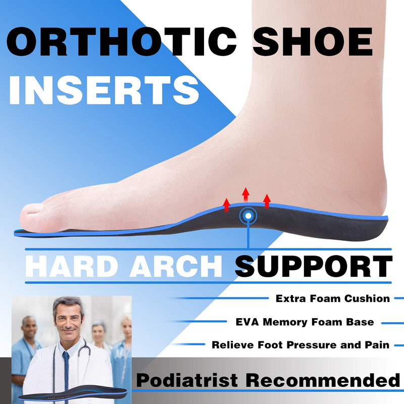 [Australia] - Plantar Fasciitis Arch Support Insoles for Men and Women Shoe Inserts Orthotics - Shoe Insoles for Flat Feet Arch Heel Pain Mens 7 - 7 1/2 | Womens 9 - 9 1/2 Black 
