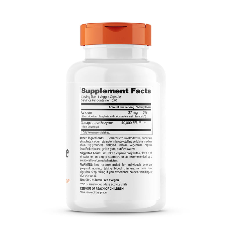 [Australia] - Doctor's Best Serrapeptase, Non-GMO, Gluten Free, Vegan, Supports Healthy Sinuses, 40,000 SPU, 270 Count (Pack of 1) 