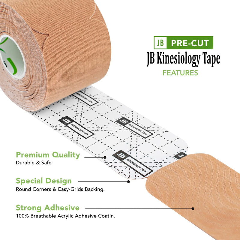 [Australia] - JB Kinesiology Tape PreCut Rolls - (4 Pack / 80 Elastic I- Strips 2 Inch X 10 Inch) Water Resistant, Latex Free Athletic Tape for Joint & Muscle Pain, Recovery & Support. Bonus Scissors (Blue) Blue 