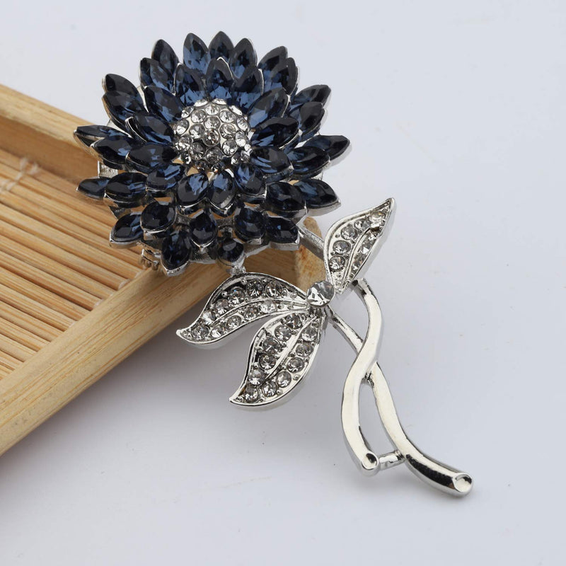 [Australia] - Bling Bling Sunflower Brooch Wedding Embellishment DIY Brooch Mother's Gift Black 