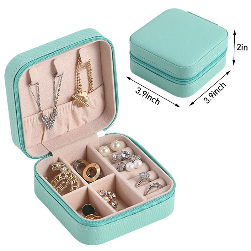 [Australia] - Small Portable Travel Jewelry Box Organizer Display Storage Bag Portable Travel Storage Box for Storage Rings Earrings Necklace (Light Blue) Light Blue 