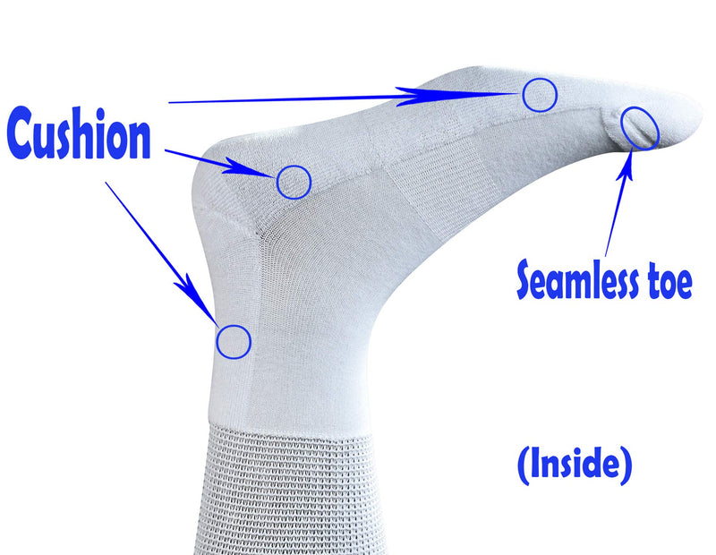 [Australia] - Yomandamor Mens 4 Pairs Cotton Seamless Diabetic Crew Socks with Arch Support 10-13 4 Pairs White 