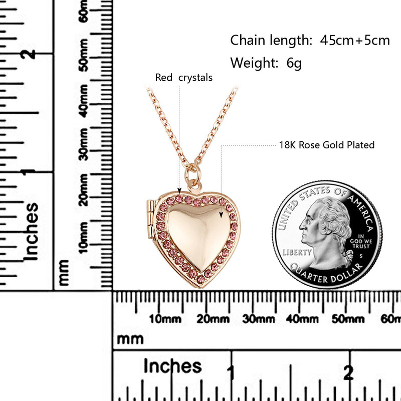 [Australia] - YOUFENG Love Heart Birthstones Locket Necklace Holds Pictures Paved Blue Red White CZ Rose Gold Living Memory Photo Lockets Rose gold Locket 