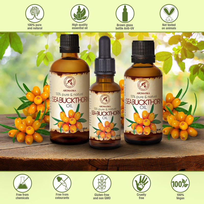 [Australia] - Sea Buckthorn Oil 50ml - Cold Pressed - Hippophae Rhamnoides Oil - 100% Pure & Natural Sea Buckthorn Berry Oils - for Face - Hair - Skin –°are - Oils for Beauty & Health - Glass Bottle 