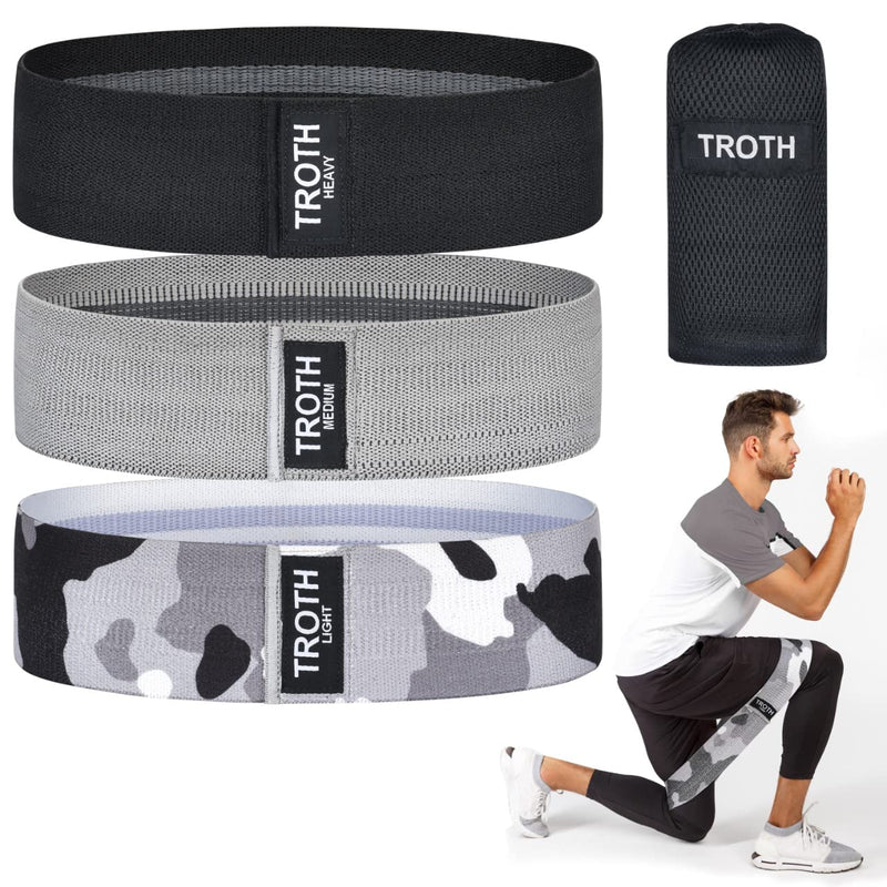 [Australia] - TROTH Resistance Bands Set Men, Exercise Bands Resistance for Women, Physio Bands, Stretch Bands for Exercise, Gym Bands for Strength Training, Loop Bands for Stretching, Pilates & Pull Up Workout Gray, Black, Camouflage 