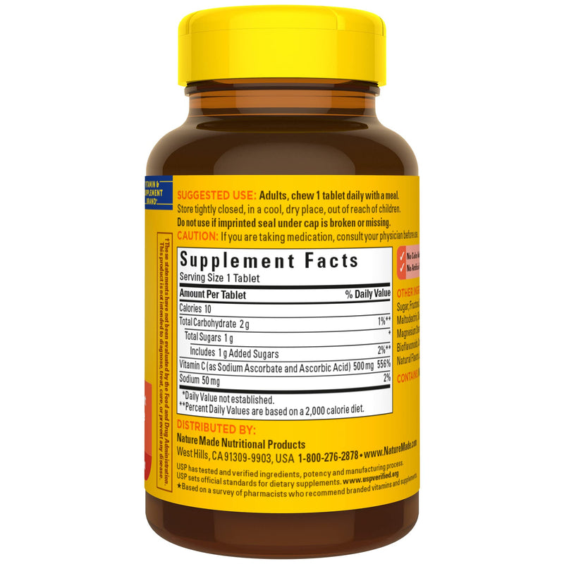 [Australia] - Nature Made Chewable Vitamin C 500 mg Tablets, 60 Count to Help Support the Immune System 60 Count (Pack of 1) 