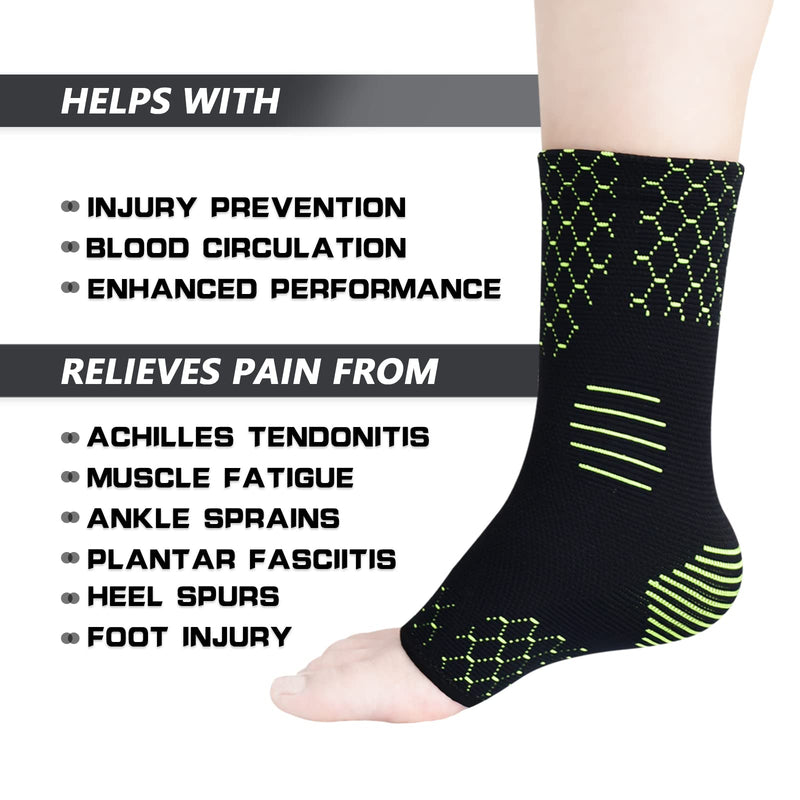 [Australia] - INDEEMAX 1 Pair Ankle Sprain Brace, Compression Ankle Wrap for Sprained Ankle Support Brace for Achilles Tendonitis, Joint Pain Relief, Plantar Fasciitis, Running, Volleyball Ankle Braces (Small, Green) Small 