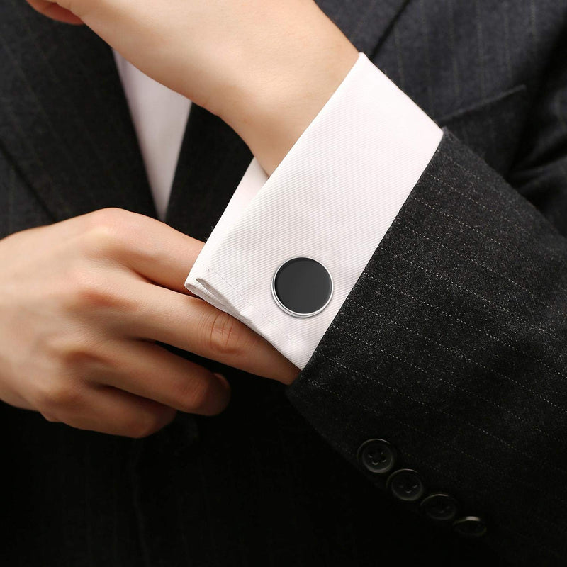 [Australia] - UHIBROS Jewelry Stainless Steel Classic Tuxedo Shirt Cufflinks for Men Unique Business Wedding White Cufflinks-1116-1-18 