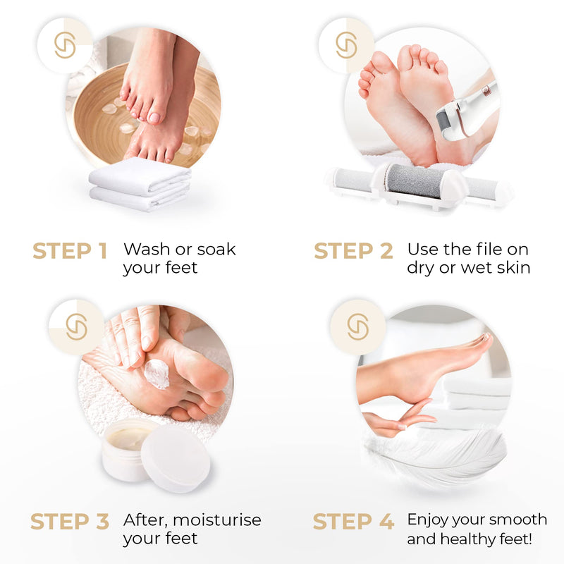 [Australia] - Electric Foot File Pedicure Feet Hard Skin Remover Foot Scraper Dry Dead Skin Remover Callus Exfoliator Rechargeable Feet Scrubber with 5 Replacement Rollers Foot Care Skin Removers 