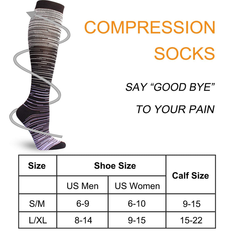 [Australia] - 5 Pairs Compression Socks for Men Women 15-20 mmHg Medical Support for Running Nurses Flight Pregnancy Circulation Athletic Socks (Multicoloured S/M) Multicoloured S/M 