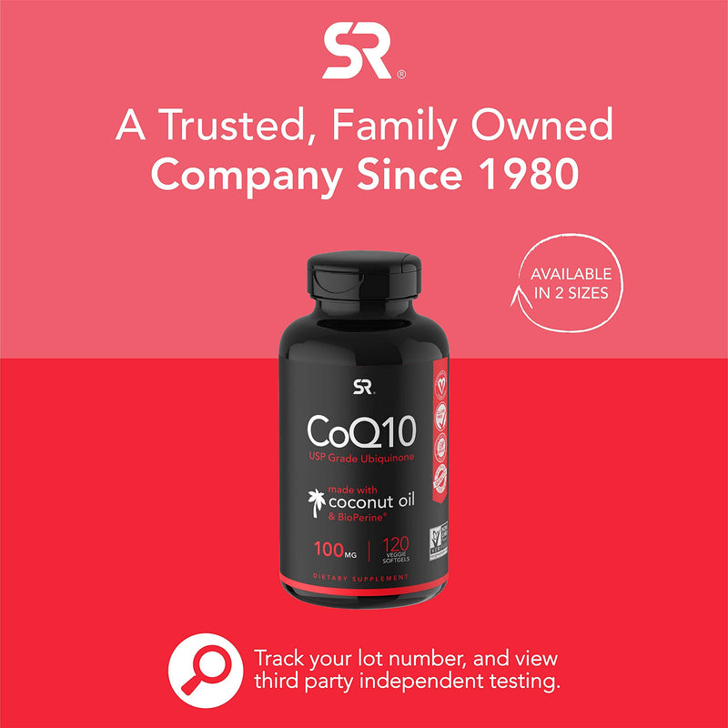 [Australia] - CoQ10 100mg Enhanced with Coconut Oil & Bioperine (Black Pepper) for Better Absorption | Vegan Certified and Non-GMO Verified (120 Veggie Softgels) 120 Count (Pack of 1) 