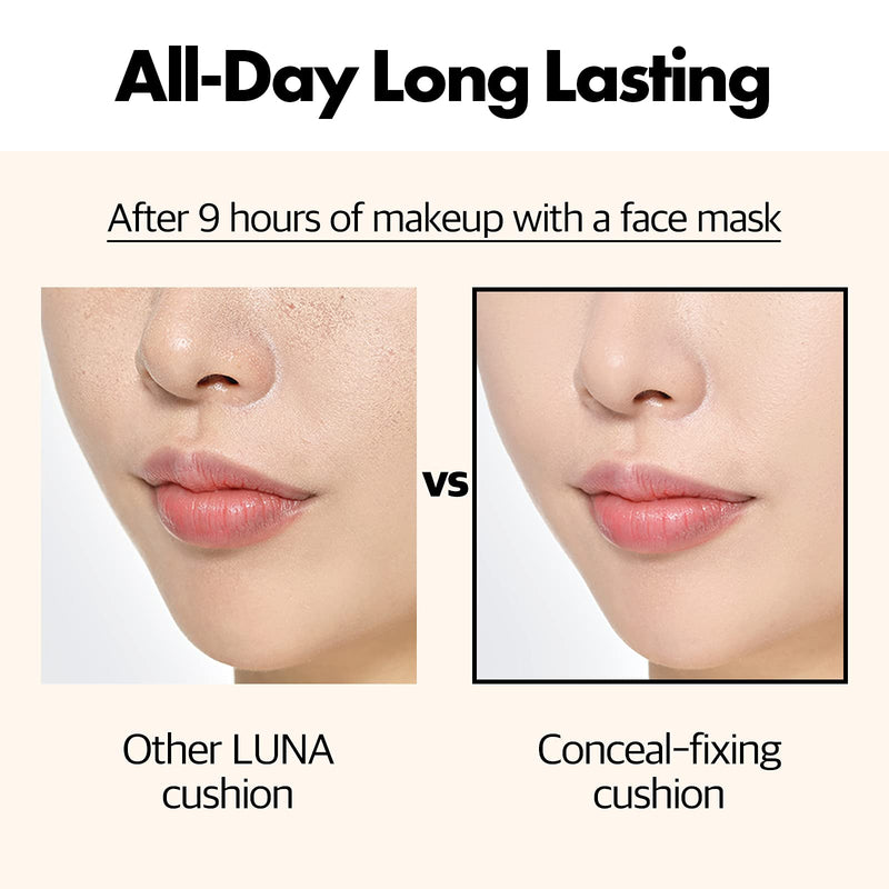[Australia] - AEKYUNG LUNA 50-Hours Conceal Fixing Cushion Foundation Refill Included, Full Coverage SPF 50+ Korean Makeup #21 Cool Ivory 
