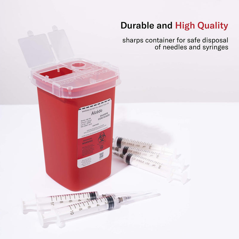 [Australia] - Alcedo Sharps Container for Home Use and Professional 1 Quart (3-Pack) | Biohazard Needle and Syringe Disposal | Small Portable Container for Travel 3 