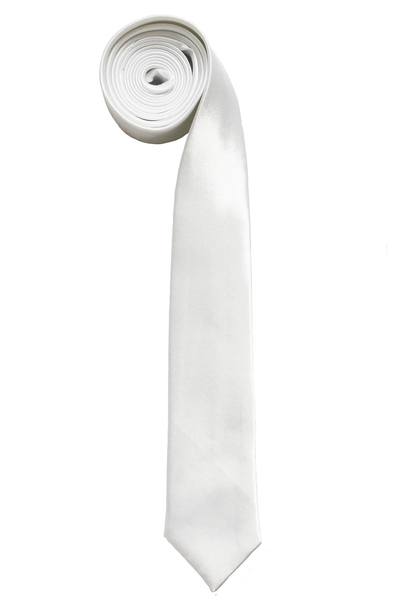 [Australia] - Soophen Mens Solid Color 2" Skinny Tie 01.white 