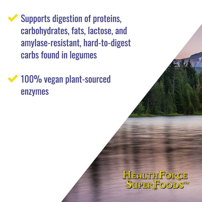 [Australia] - HealthForce SuperFoods Digestion Enhancement Enzymes - 60 VeganCaps - All-Natural, Plant-Sourced Enzyme Supplement - Promotes Healthy Gut - Gluten Free - 15 Servings 