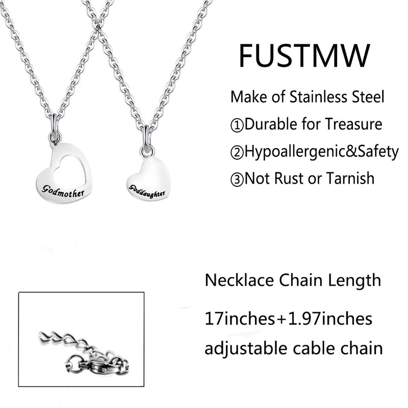 [Australia] - FUSTMW Goddaughter Necklace Godmother In Heart Matching Necklace Set Goddaughter Baptism Gift Religious Jewelry for Godmother 