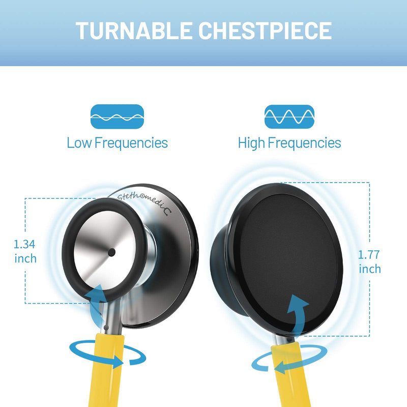 [Australia] - FriCARE Dual Head Stethoscope for Medical and Home, Classic Lightweight Design, Stethoscope for Adult, Gift for Nurses, Doctors, Medical Students, 28 inch (Chrome Yellow) Chrome Yellow 