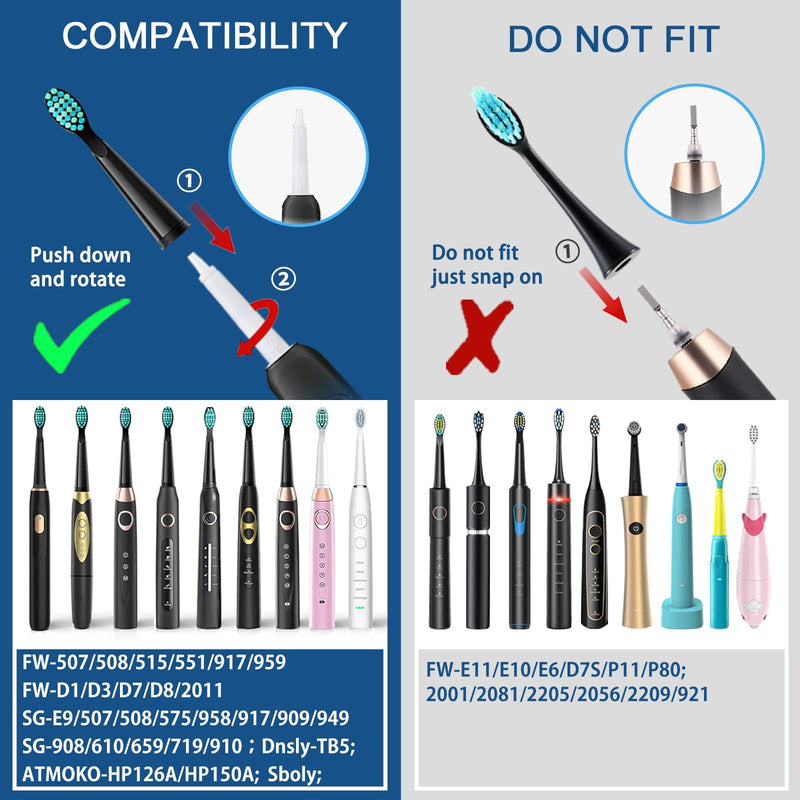 [Australia] - 5pcs Replacement Toothbrush Heads for Fairywill D7/D8/FW507/FW508, FW551/ FW917/ FW959/ FWD1/ FWD3 Black 