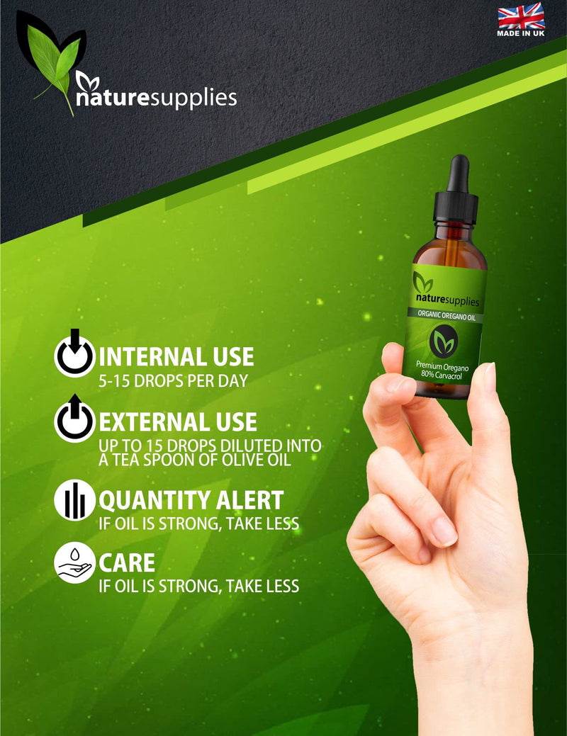 [Australia] - Naturesupplies Wild Oregano Oil Organic Certified 10ml Made in UK, Grown in The Mountains of The Mediterranean, 80 Percent Plus Carvacrol,125-130mg Carvacrol Per Serving, Super Potent Essential Oil 10 ml (Pack of 1) 