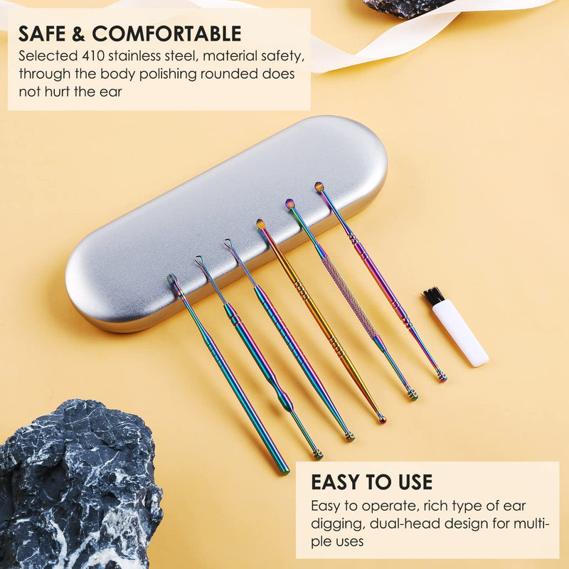 [Australia] - Ear Cleaning Kit,Safe Ear Wax Removal Tool,Earwax Removal Kit,Easy to Use,Painless Ear Pick,with Storage Box and Cleaning Brush (Titanium) Titanium 