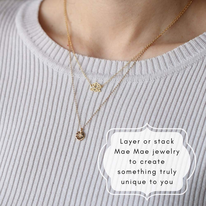 [Australia] - MaeMae Shell Pearl Pendant Necklace 14K Gold Filled Jewelry –"I love you, Mom” 16-18" Adjustable Chain 