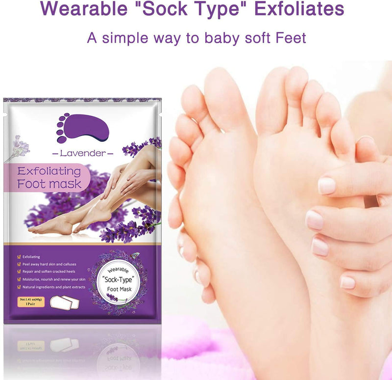 [Australia] - 3 Pairs Foot Peel Mask, Exfoliating Foot Mask Remove Calluses & Dead Skin Cells, Peel second day, Completely within 4-7 days (lavender) (3 PCS) 
