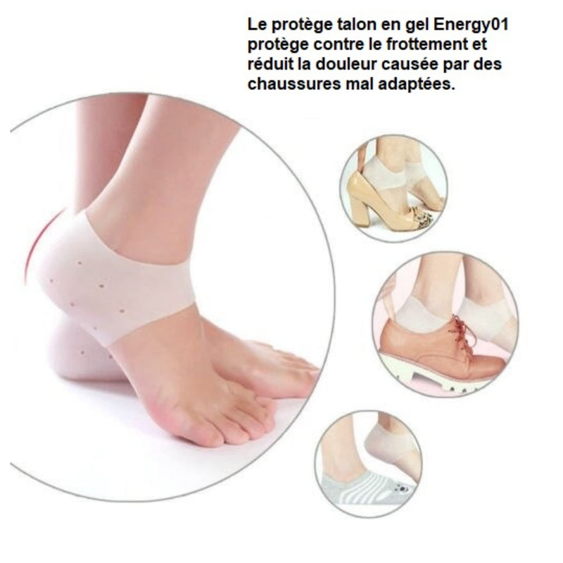 [Australia] - ENERGY01 Silicone Gel Heel Protector - Cracked Heel Socks - Pain Care - Cracked Heel Cushion - Plantar Fasciitis - Tandinitis Achilles Tendon Pain 