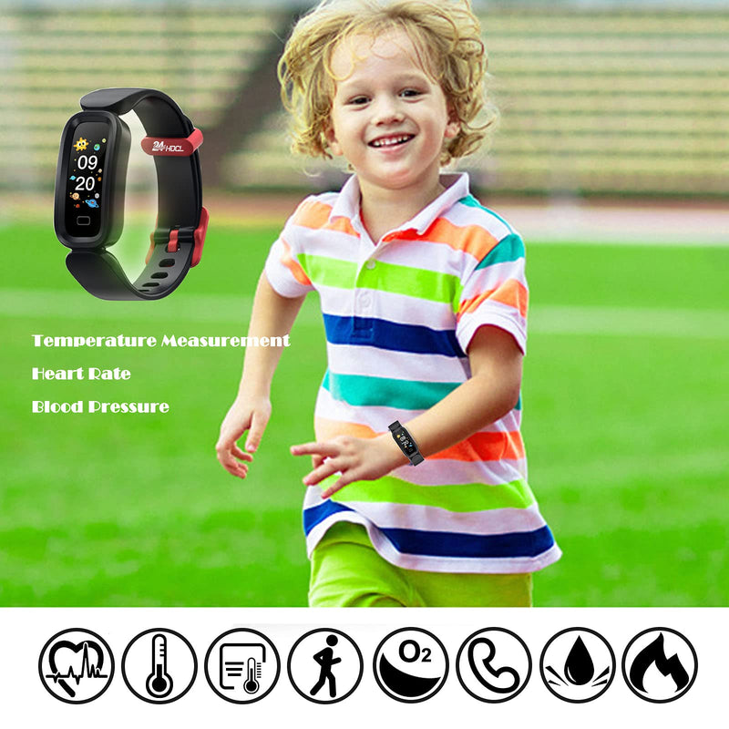 [Australia] - 24HOCL Smart Watch for Kids Girls Boys, Activity Fitness Tracker with Heart Rate Sleep Monitor Alarm Clock Sedentary Drink Water Reminder Watch for Kids 5+ Birthday Christmas New Year Best Gifts Black 