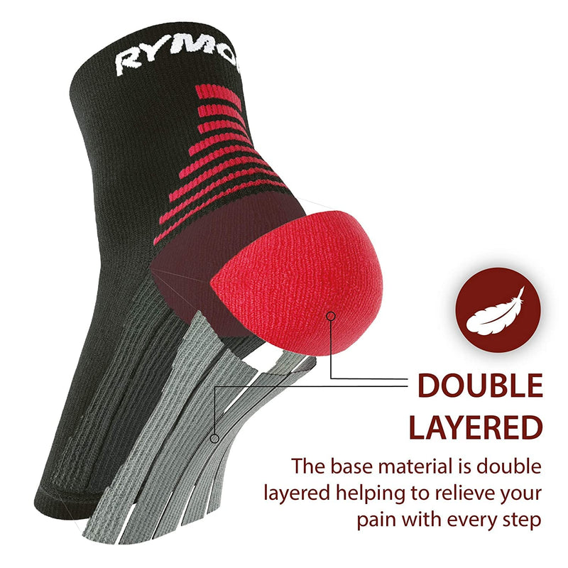 [Australia] - Rymora Plantar Fasciitis Support Socks -Small, Arch, Heel and Ankle Compression Socks -Flexible Foot Support Socks for Men and Women -Black Black (One Pair) Small: 16-21cm arch circumference 