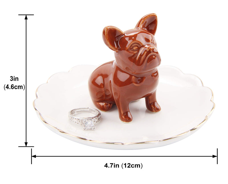 [Australia] - Bulldog Ring Holder Adorable Pug Dog Ceramic Jewelry Tray Porcelain Trinket Dish for Wedding Engagement, Holding Small Jewelries, Rings, Necklaces, Earrings, Bracelets, Trinket etc. 