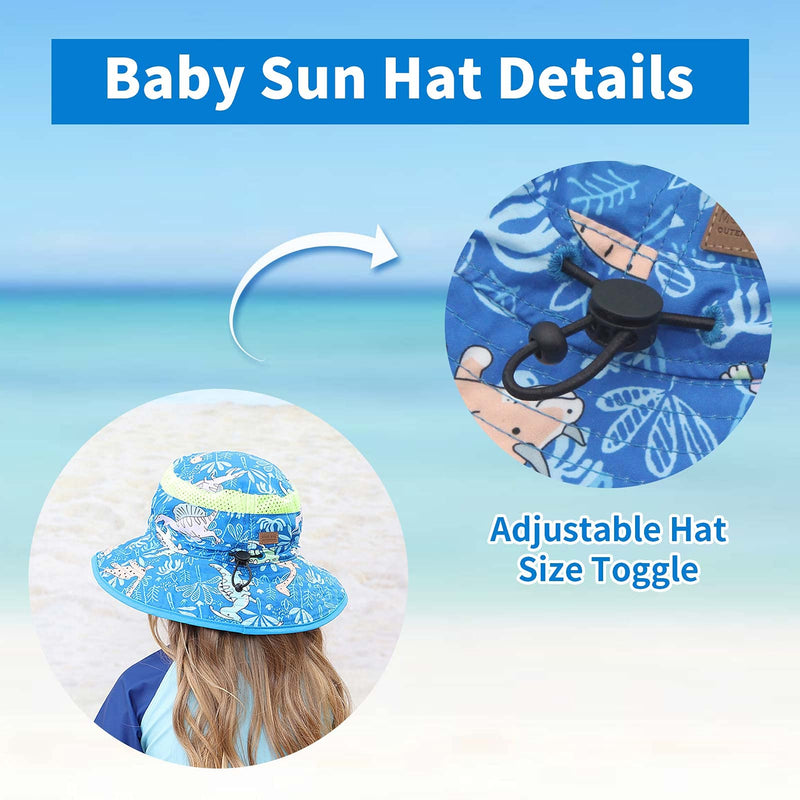 [Australia] - Duoyeree Kids Bucket Hat Sunscreen Fishing Hats Adjustable Summer Beach Hat for Little Boys Girls Blue Dinosaurs 6-24 Months 