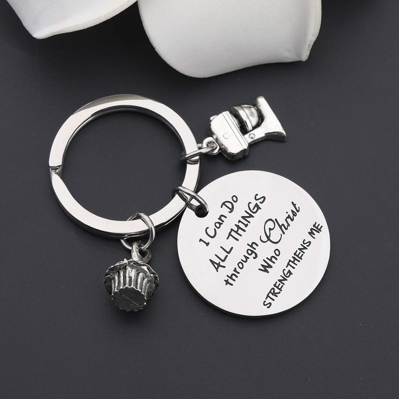 [Australia] - LQRI Baker Gift Pastry Chef Gift I Can Do All Things Through Christ Who Strengthens Me Keychain Baking Gift Culinary Student Graduation Gift sliver 