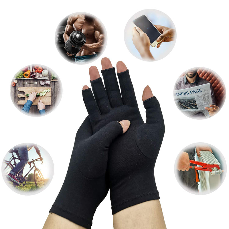 [Australia] - 2 Pairs Arthritis Compression Gloves, Relieve Arthritis, Rheumatoid, Osteoarthritis, Carpal Tunnel Pain, Compression Gloves for Arthritis for Women & Men, Gloves for Work, Warm Moisture Absorption Medium (2 Pair) Black 