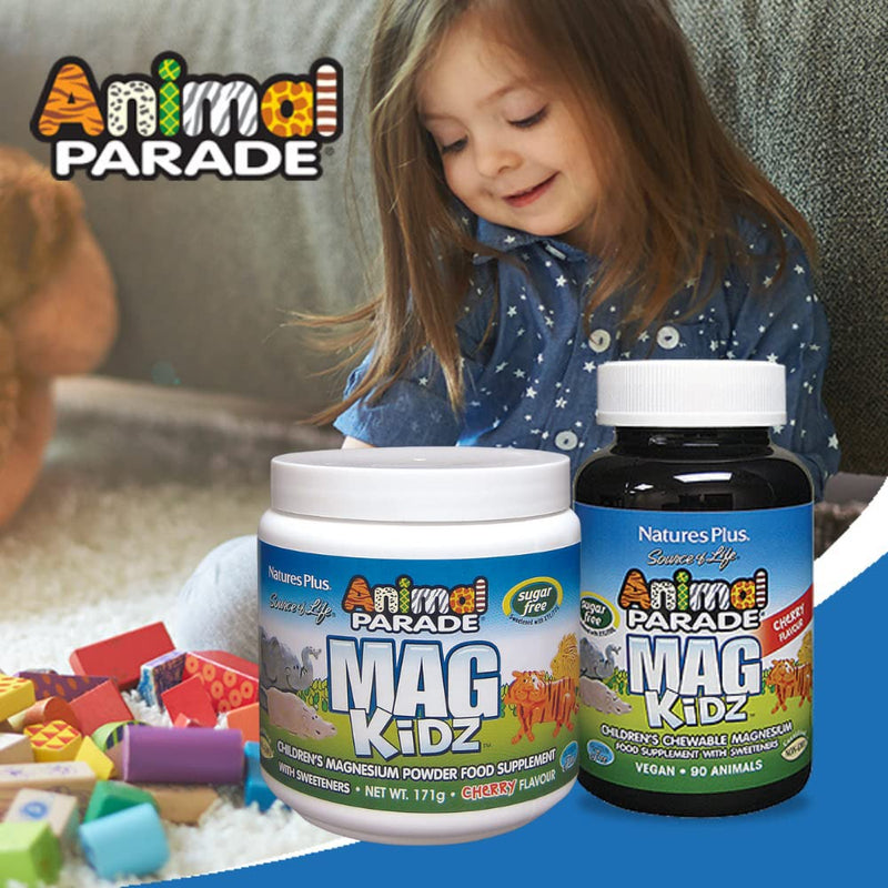 [Australia] - NaturesPlus Animal Parade Source of Life MagKidz - Children's Magnesium Supplement - Natural Cherry Flavour - Teeth, Bone & Muscle Health Support - GlutenFree, Vegan (90 Count (Pack of 1)) 