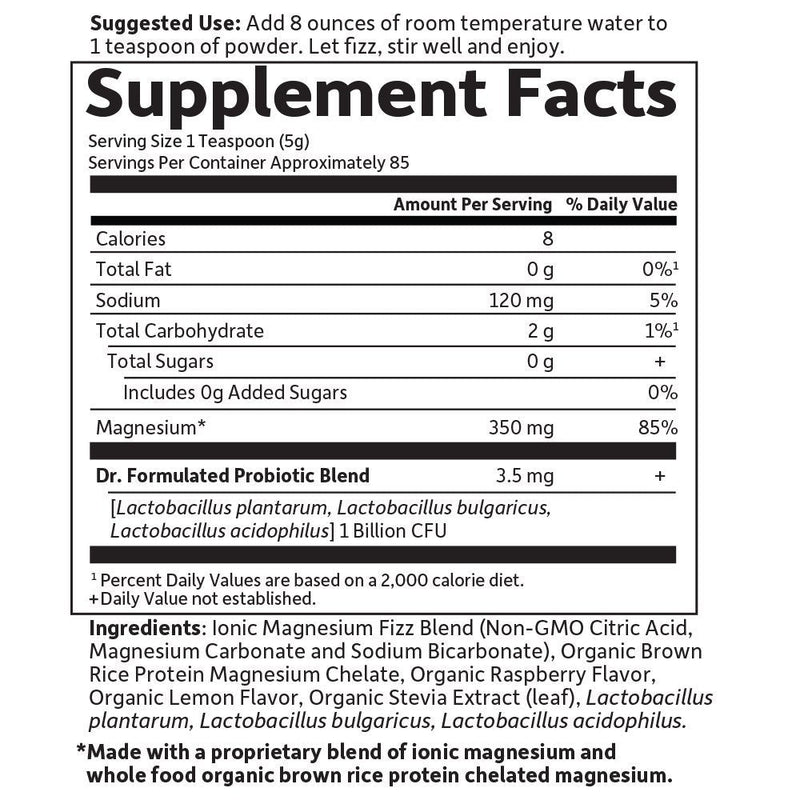 [Australia] - Garden of Life Dr. Formulated Whole Food Magnesium 421.5g Powder, Raspberry Lemon, Chelated Non-GMO Vegan Kosher Gluten & Sugar Free Supplement with Probiotics, Best for Anti-Stress Calm & Regularity Raspberry Lemon Powder 85 Servings (Pack of 1) 