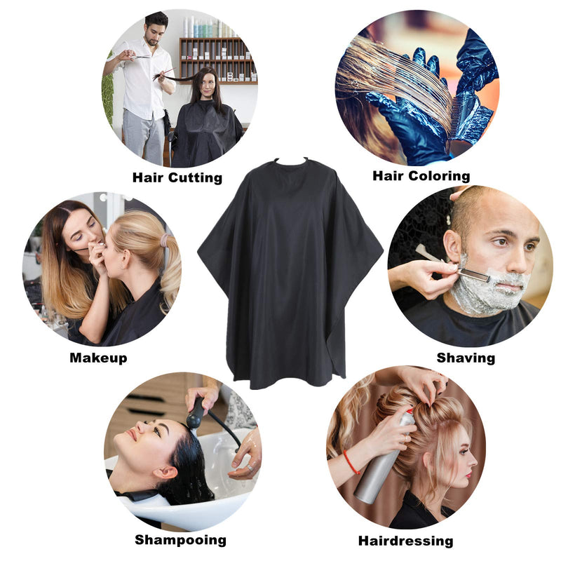 [Australia] - YELEGAI Professional Barber Cape,Lightweight Breathable Polyester Hair Cutting Cape,Haircut Cape with Adjustable Neckline, Salon cape for Cutting,hairdressing,Makeup and More,56x63 inches(Black) Black 