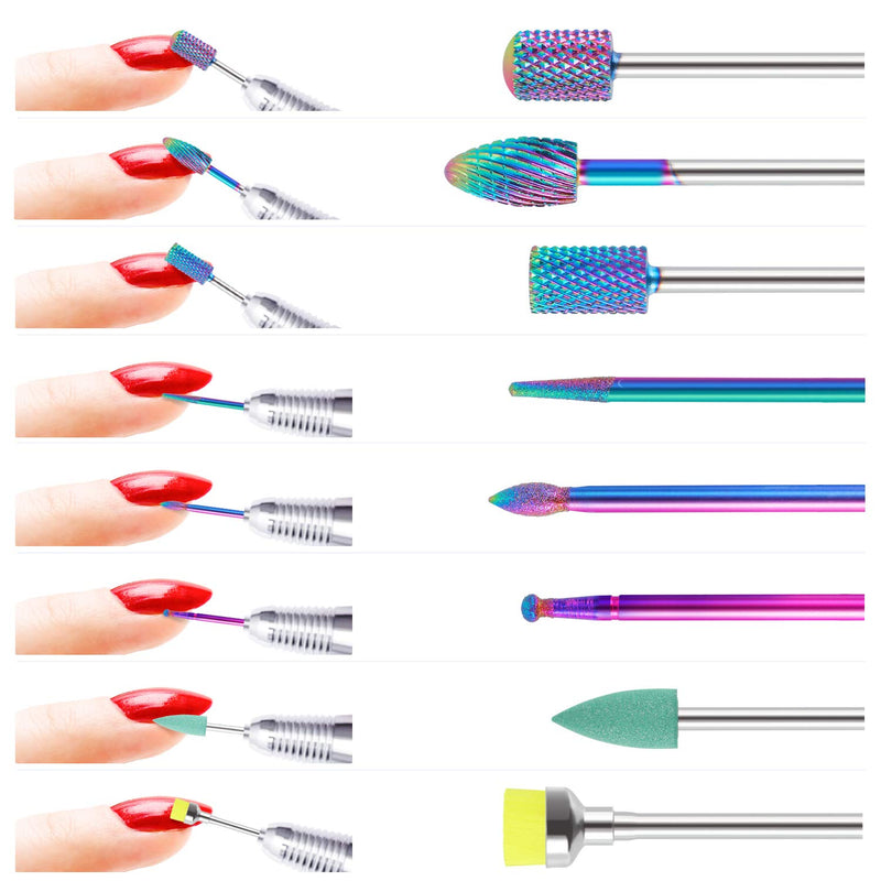 [Australia] - MAQUITA 8Pcs Nail Drill Bits Set Made of Tungsten Carbide Professional Remove Gel Acrylic Cuticle 3/32 Nail File Bit Tools for Manicure Pedicure Home Salon Use Great Gift for Women Girls 8 