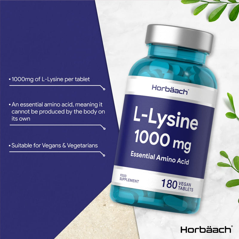 [Australia] - L-Lysine 1000mg | 180 Tablets | Cold Sore Treatment, Essential Amino Acid | Premium Supplement | Vegan & Vegetarian | Non-GMO, Gluten Free Supplement | No Artificial Preservatives 