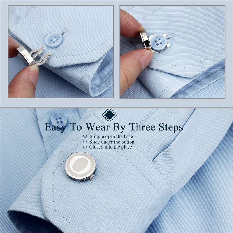 [Australia] - HAWSON Initials Button Cover Silver Color Cufflinks for Men Letter A-Z Formal Business Shirt Alphabet A-Z H 