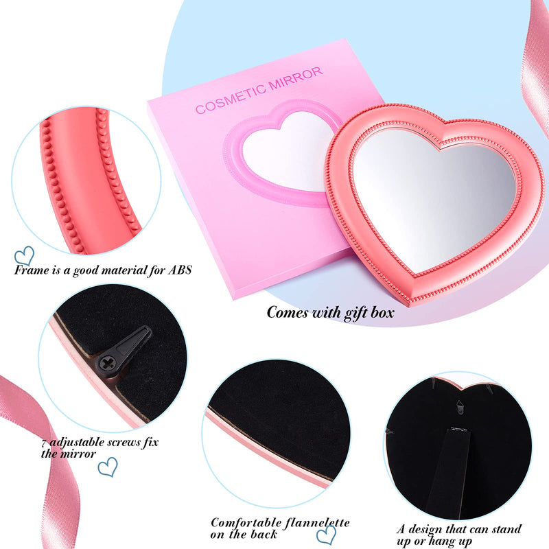 [Australia] - Heart Makeup Mirror Heart Shaped Mirror Tabletop Cosmetic Mirror Wall Mirror Vanity Mirror for Women Girls, 10.6 Inches (Pink) Pink 