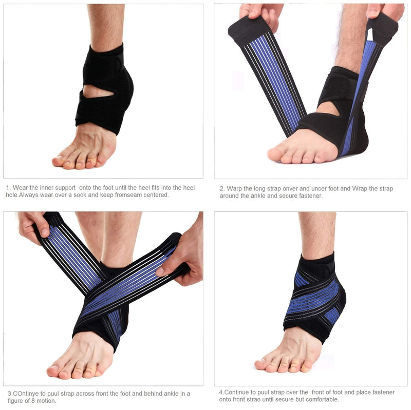 [Australia] - Ankle Brace Support for Men and Women, Adjustable Compression Ankle Protection Wrap, Breathable Stabilizer Super Elastic Ankle Supporting for Sprain, Injury Recovery, Plantar Fasciitis , One Size Fits Most (1 pcs) 