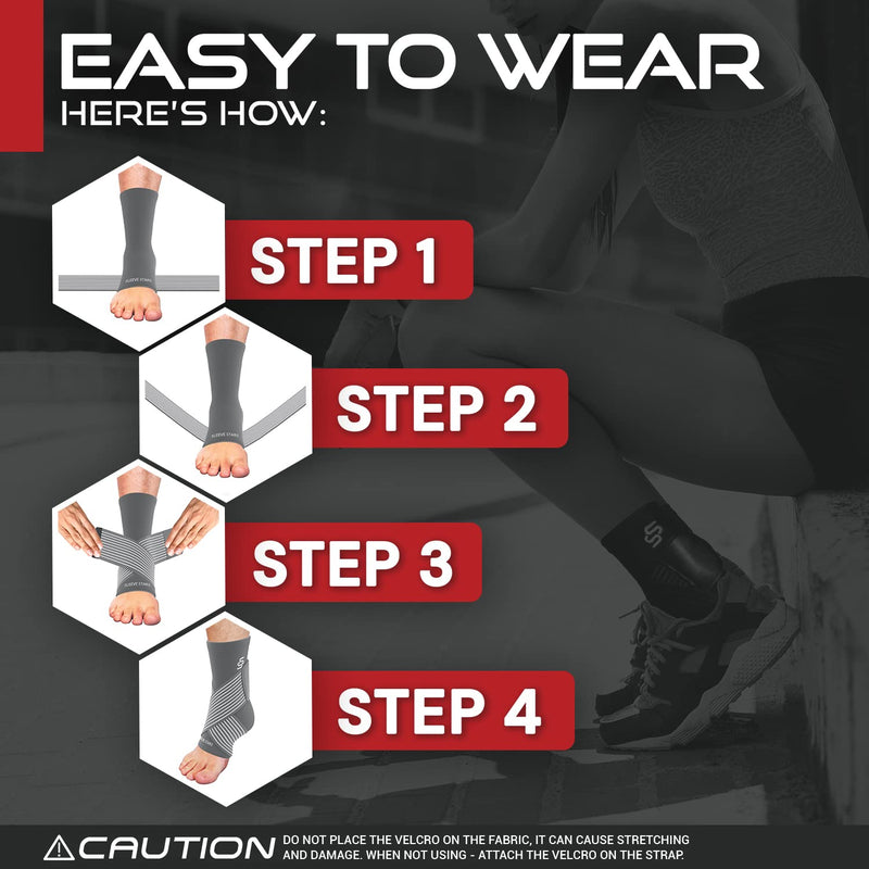 [Australia] - Sleeve Stars Ankle Brace for Plantar Fasciitis Relief, Ankle Wrap for Sprained Ankle, Ankle Brace for Women & Men, Heel Protectors Sleeve w/ Ankle Support Strap, Heel Brace for Heel Pain (Single/Gray) 1 Gray 