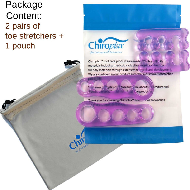 [Australia] - Chiroplax Gel Toe Separators Stretchers (2 Pairs w/Pouch) Toe Spacer Spreader for Bunion Relief, Hammer Toes, Toe Straightener (Lavender) Lavender 