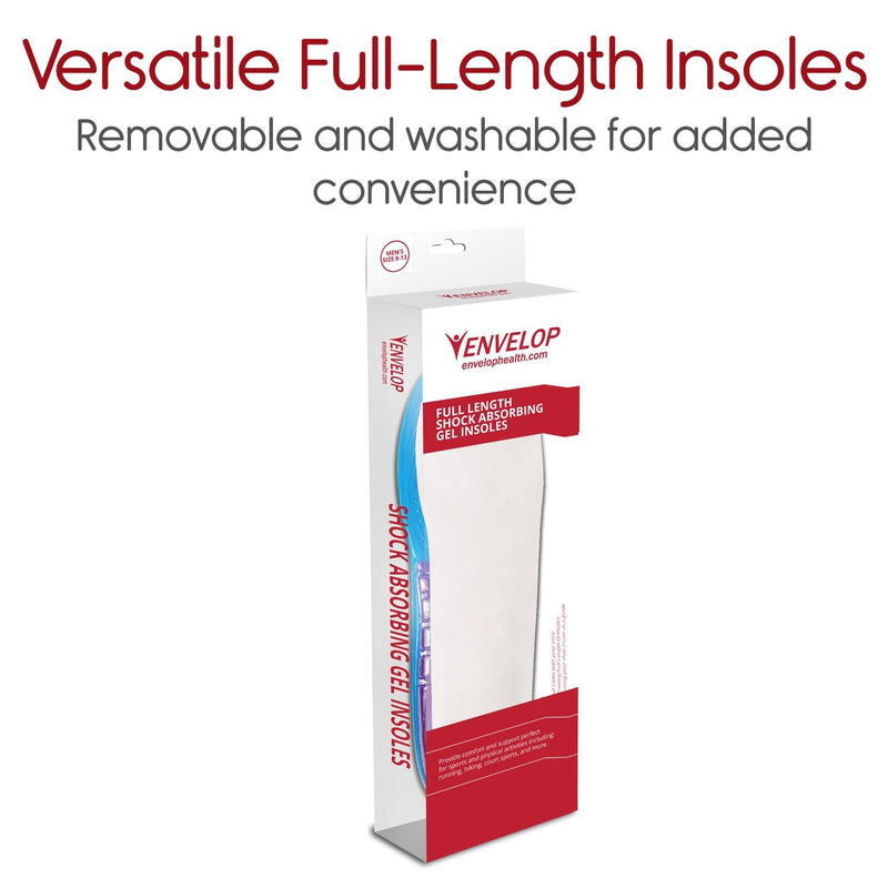 [Australia] - Envelop Gel Insoles - Shoe Inserts for Walking, Running, Hiking - Full Length Orthotics for Men, Women - Cushion Soles for Heels, Arch Support, Plantar Fasciitis, Massaging Flat Feet - Fits Work Boots Small (Pack of 2) 