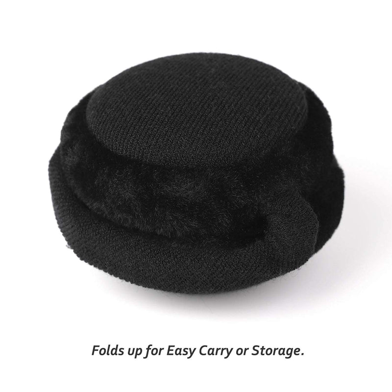 [Australia] - Faux Furry Earmuffs Winter for Women & Men Adjustable & Foldable Ear Warmers Classic Outdoor Black 