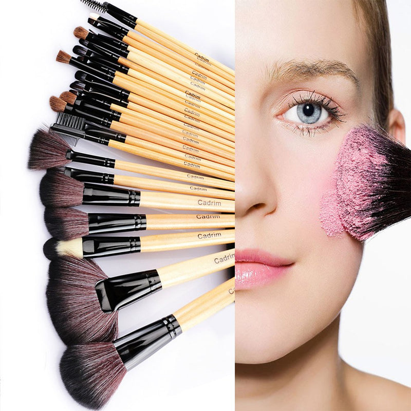 [Australia] - Make up Brushes,Cadrim 24 pcs Natural Hair Professional Makeup Brush Set Travel Makeup Brush Kit with Case (burlywood) yellow 