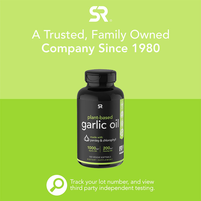 [Australia] - Odorless Garlic Oil Pills (1000mg) with Parsley & Chlorophyll | Non-GMO Verified, Vegan Certified & Gluten Free (150 PlantGels) 